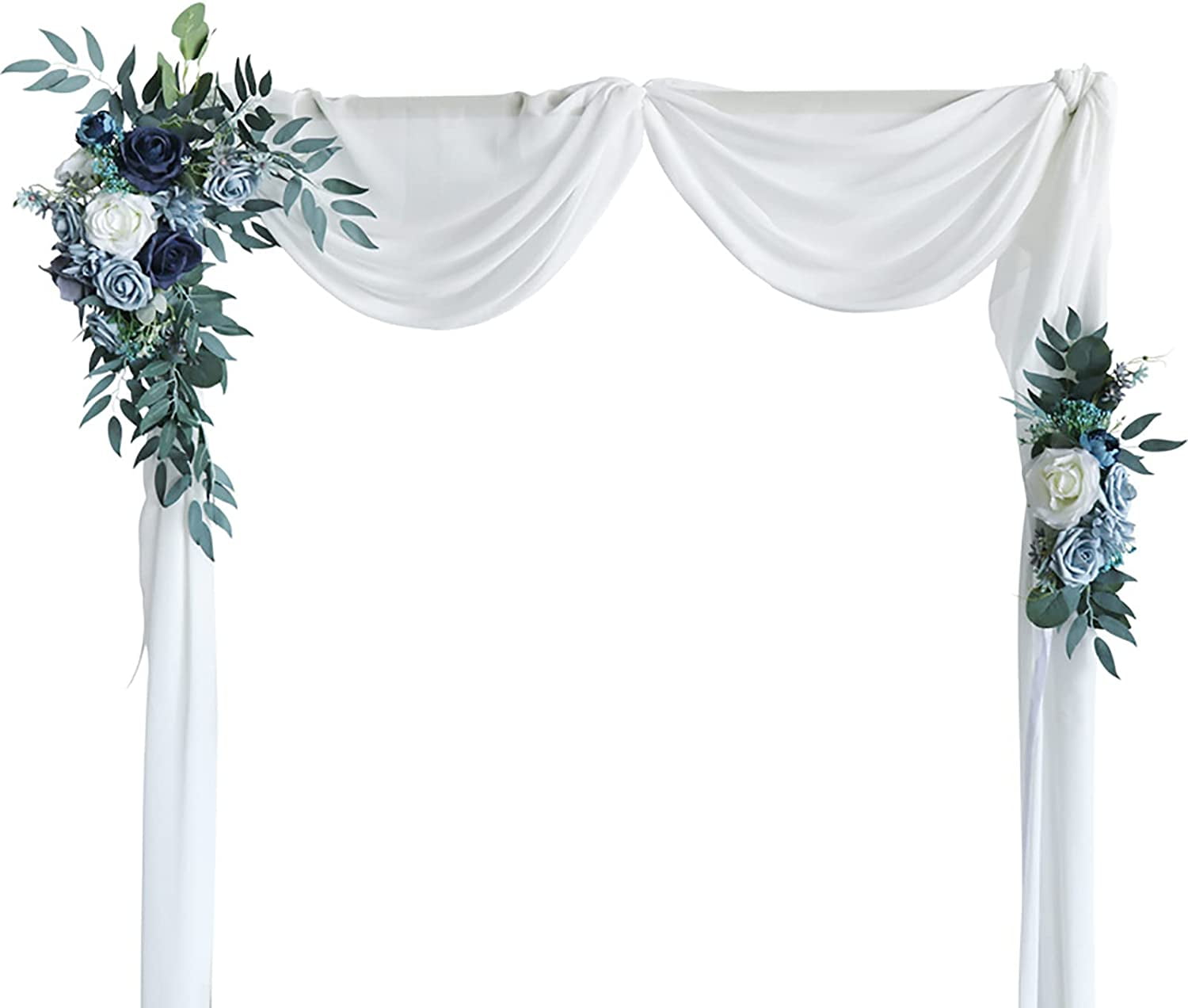 Fymlhomi Artificial Wedding Arch Flowers Kit (Pack of 2) Dusty Blue Rose Flower Garlands with Willow Leaves Greenery Swag Floral Arrangement for Wedding Ceremony Reception Backdrop Decor