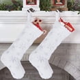 thumbnail image 1 of Fymlhomi Christmas Stockings, 2 Pcs 18 inches Large Snowy Luxury Hanging White Faux Fur Christmas Stocking for Family Holiday Party Christmas Fireplace Decorations (White/Sliver), 1 of 5