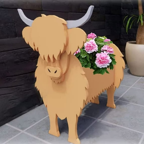 Fymlhomi Cute Milk Cow Garden Flower Pot Planter,Garden Pots PVC Flower Planter Garden Home Decor