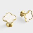 thumbnail image 1 of Fymlhomi Decorative Clovers Brass Kitchen Cabinet Knobs White Shell Drawer Dresser Pulls Furniture Cupboard Door Pull Handles Modern 4Pack (4), 1 of 5