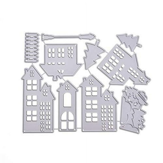 Fymlhomi Dies Stencil Christmas House Cutting Dies Stencil DIY Scrapbooking Embossing Paper Card Decor