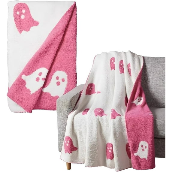 Fymlhomi Pink Ghost Flannel Throw, 40" x 50"