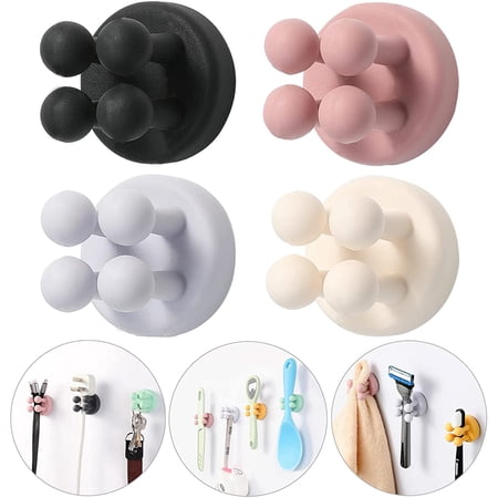 Fymlhomi Razor Holder for Shower Hooks – 6Pcs Self Adhesive Wall Mounted Single Hook for Hanging Toothbrush, Functional Waterproof Utility Plug Holder for Bathroom Kitchen Living Room Office, Black