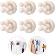 Fymlhomi Razor Holder for Shower Hooks – 6Pcs Self Adhesive Wall Mounted Single Hook for Hanging Toothbrush, Functional Waterproof Utility Plug Holder for Bathroom Kitchen Living Room Office, Black