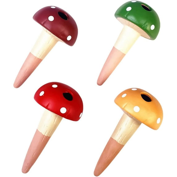Fymlhomi Self-Watering Spikes Mushroom Shape Plant Watering, 4PCS Indoor Plant Clay Watering Stakes, Indoor Plant Watering Stick, Multicolor,A