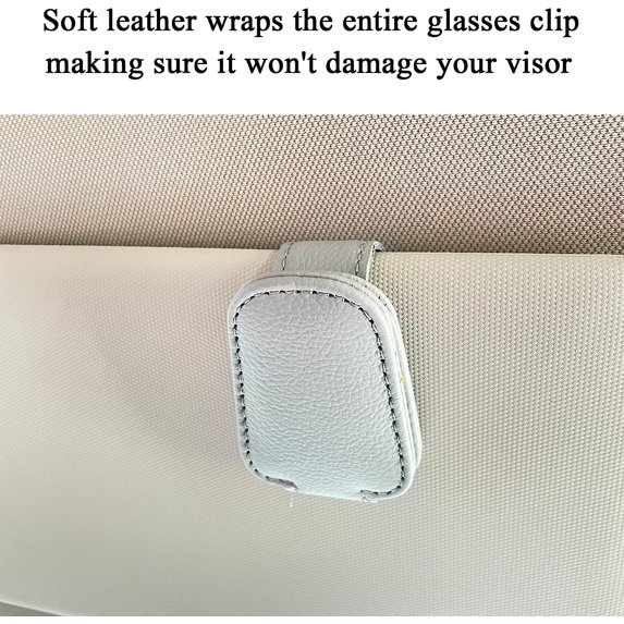 Fymlhomi Sunglasses Holders for Car Sun Visor, Magnetic Leather Glasses Eyeglass Hanger Clip for Car, Ticket Card Clip Eyeglasses Mount, Car Visor Accessories