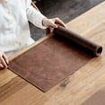 thumbnail image 1 of Fymlhomi Vintage Leather Table Runner and Placemats, Waterproof Heat Resistant Coffee Mats, Washable Party Kitchen Dining Table Decor (Color : Brown, Size : 33×80cm(13"×31.5")), 1 of 5