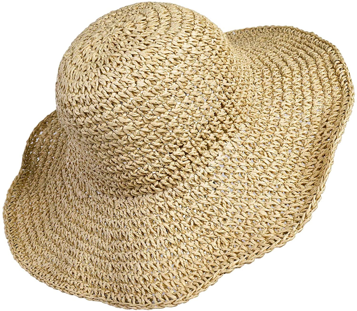 Wide Brim Paper Straw Hat Foldable Travel Sun Hat Wide Brim Paper Sun Hat: Foldable Travel Beach Hat With  main image 4