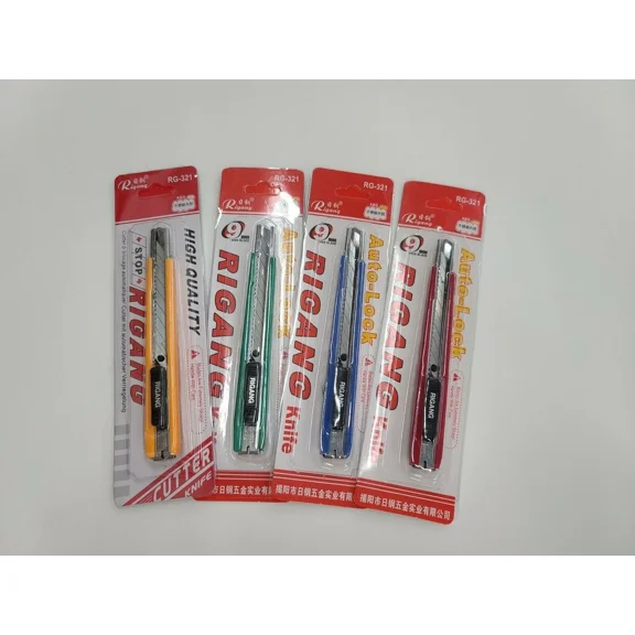 Fyna -4 Pcs X 30 Degree Snap Off Utility Knife 9Mm Slide Lock Retractable Cutter Tool