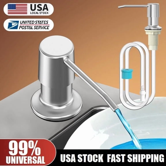 Fyna -47" Soap Dispenser Brass Brushed Nickel Pump Bottle Extension Tube Kit Kitchen