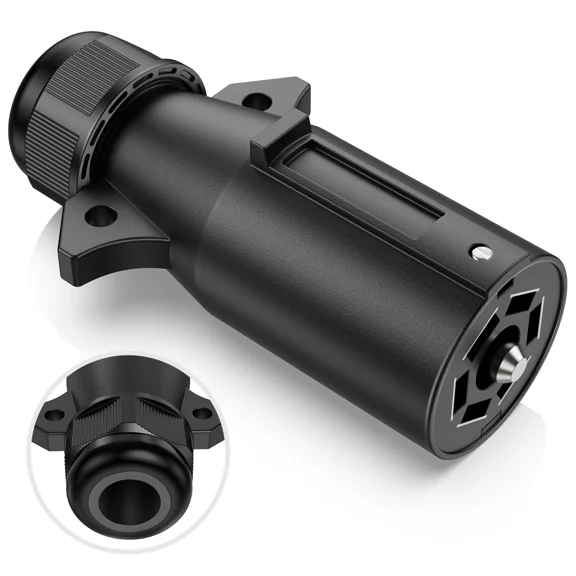 Fyna -7 Way Round Blade Trailer Adapter Connector Towing Wiring Socket Plug Waterproof