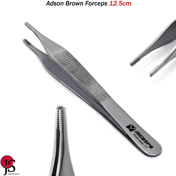 Fyna -Adson Brown Delicate Tissue Tweezers Forceps Straight Atraumatic Pliers 12.5Cm