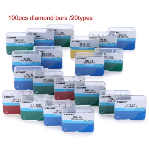 Fyna -Azdent 100Pcs Dental Diamond Burs Kit For High Speed Handpiece Medium Fg1.6Mm Us