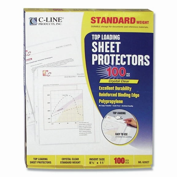 Fyna -C-Line 62027 11 In. X 8.5 In. Standard Weight Sheet Protectors Cl (100/Box) New