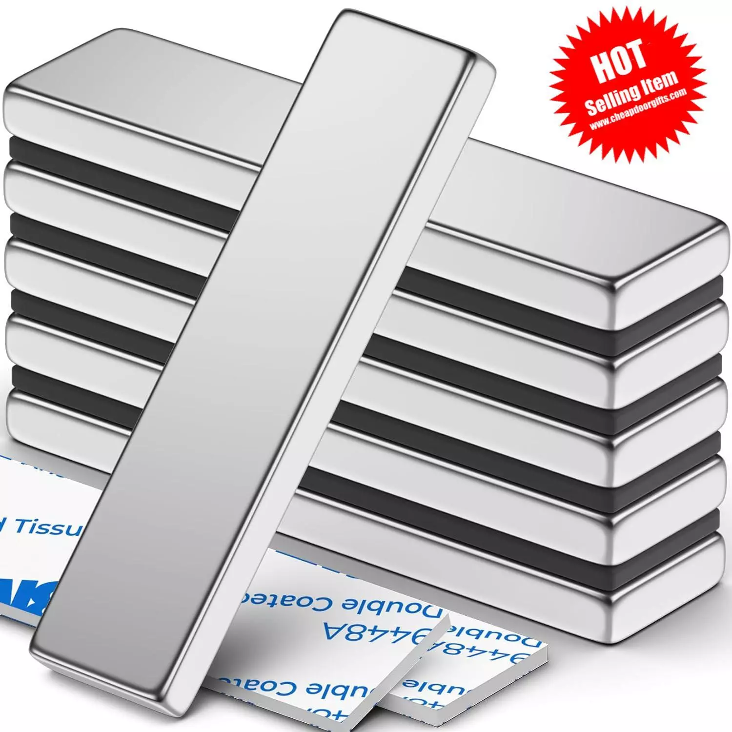 Fyna -Fyna -6 Pack Super Strong Bar Magnets Heavy Duty, Large Flat Magnetic Strips, Powerful