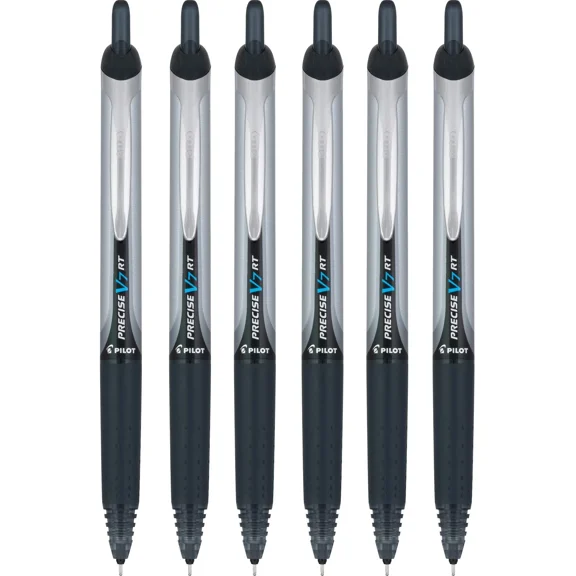 Pilot Precise V7 Rt Retractable Rolling Ball Pens, Fine Point, Black Ink, 6 Pack