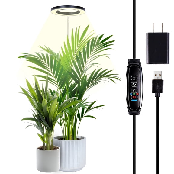 Fyniora Grow Lights for Indoor Plants, Full Spectrum Plant Growing Lamps with 10 Dimmable Levels & Auto Timer(3/9/12Hrs) , LED Plant Lights with 10"-63" Height Adjustable Stand for Large Plants,Black