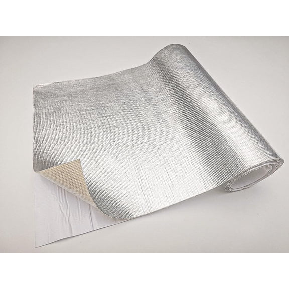 Fynxir Self-Adhesive Aluminized Fiberglass Cloth Heat Shield Blanket/Wrap Sheet - 15"x48" Aluminum Backed Thermal Reflective Insulation Barrier , Firewall(Heat Resistant, Tape-Like Adhesion)