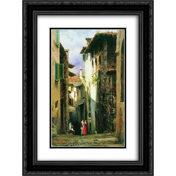 Fyodor Bronnikov 2x Matted 18x24 Black Ornate Framed Art Print 'Bellagio'