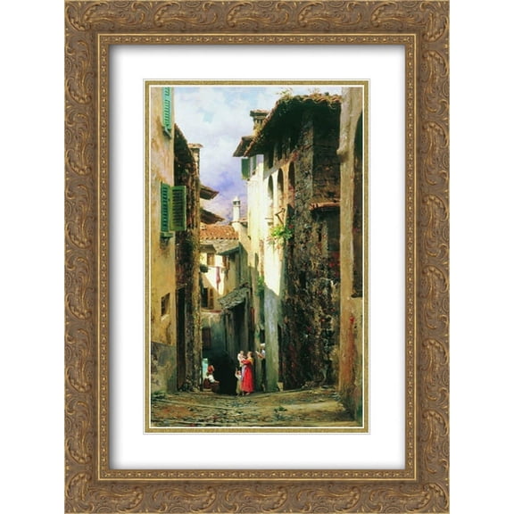 Fyodor Bronnikov 2x Matted 18x24 Gold Ornate Framed Art Print 'Bellagio'