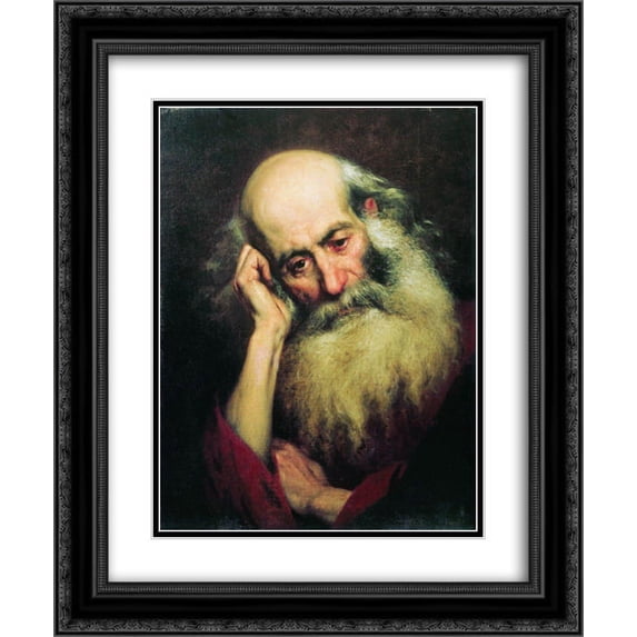 Fyodor Bronnikov 2x Matted 20x24 Black Ornate Framed Art Print 'Portrait of an old man'