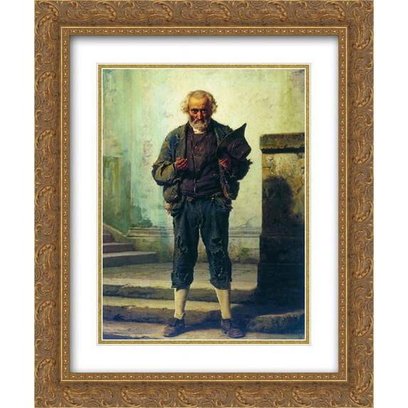 Fyodor Bronnikov 2x Matted 20x24 Gold Ornate Framed Art Print 'The old beggar'
