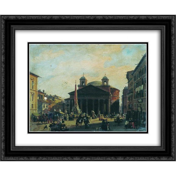 Fyodor Bronnikov 2x Matted 24x20 Black Ornate Framed Art Print 'Square in Rome'