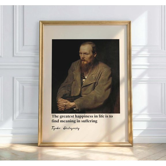 Fyodor Dostoevsky Quote Literary Wall Art Philosophical Vintage Portrait Writer Art Print