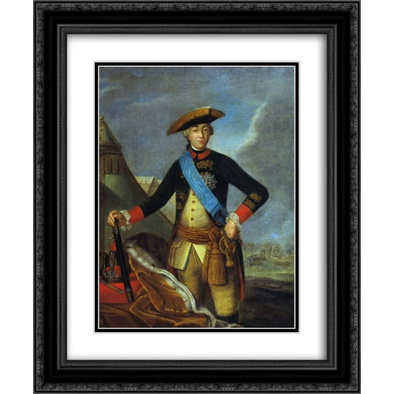 Fyodor Rokotov 2x Matted 20x24 Black Ornate Framed Art Print 'Portrait of Peter III of Russia'