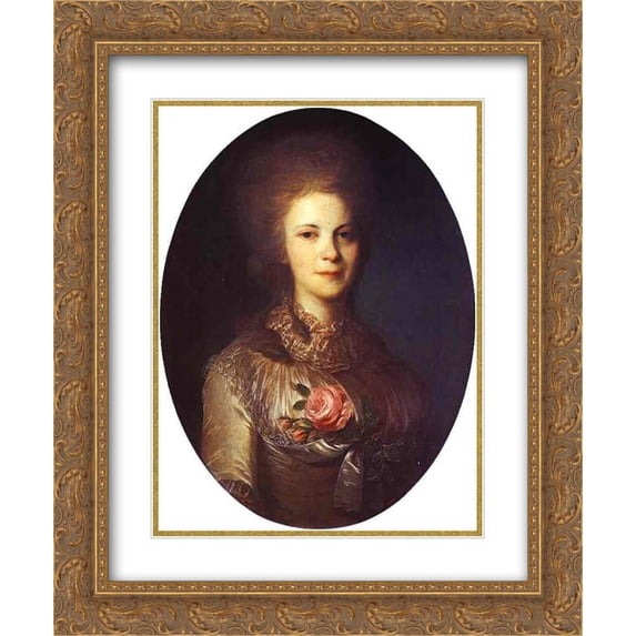 Fyodor Rokotov 2x Matted 20x24 Gold Ornate Framed Art Print 'Portrait of V.N.Surovtseva'