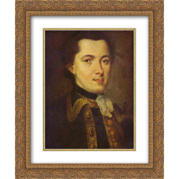 Fyodor Rokotov 2x Matted 20x24 Gold Ornate Framed Art Print 'Portrait of an Unknown Man'