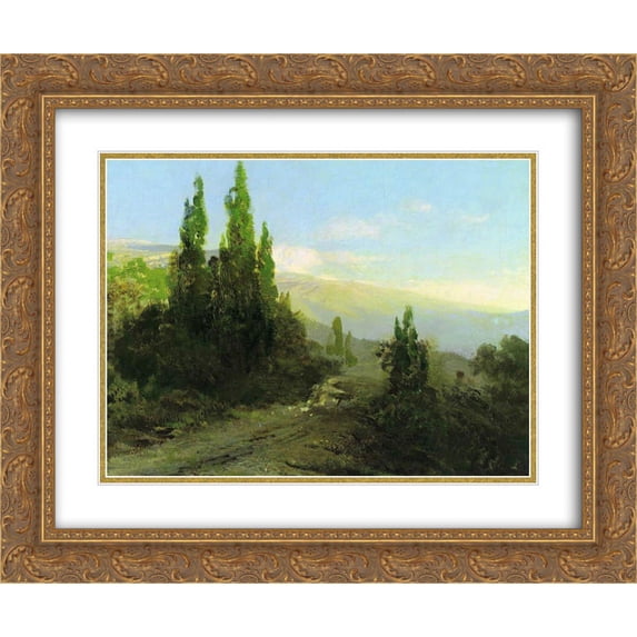 Fyodor Vasilyev 2x Matted 24x20 Gold Ornate Framed Art Print 'Evening in the Crimea'