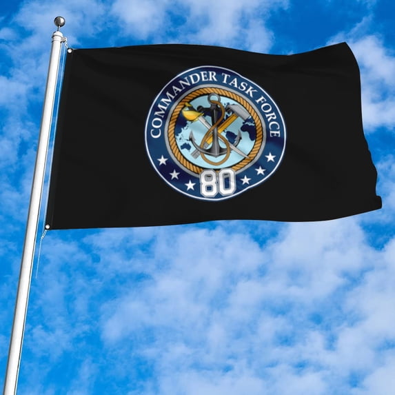 Fyon US Military Navy Commander Task Force 80 Flag banner with Grommets Man cave Decor 3x5Feet