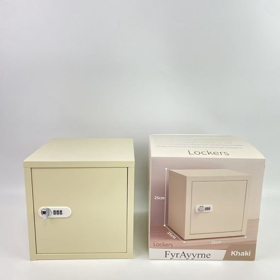 FyrAyyrne Lockers,Lockable Storage Cabinet Metal Lockable Steel Storage Cabinet Organizer Lockers for Employees Vertical Metal Cabinets End Side Table Steel Bedside with Shelf (Khaki)