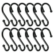 Fyrome 12 Pack Bathroom Shower Curtain Hooks, Metal Shower Curtain Rings Set, Rust-Resistant S Shaped Decorative Shower Hooks, Matte Black