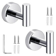 Fyrome 2 Pack Chrome Bath Robe Towel Hooks for Bathroom Kitchen, Stainless Steel Hanging Wall Hooks- Silver