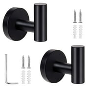 FYJUCPA 2 Pack Matte Bath Robe Towel Hooks for Bathroom Kitchen, Stainless Steel Hanging Wall Hooks- Black