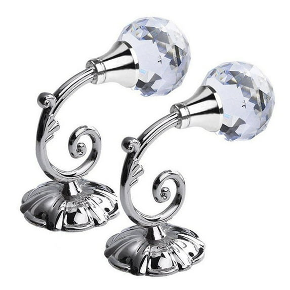 Fyrome 2 Pack Phoenix Glass Crystal Curtain Holdbacks Hooks Drapery Tiebacks Tassel Holder,Silver