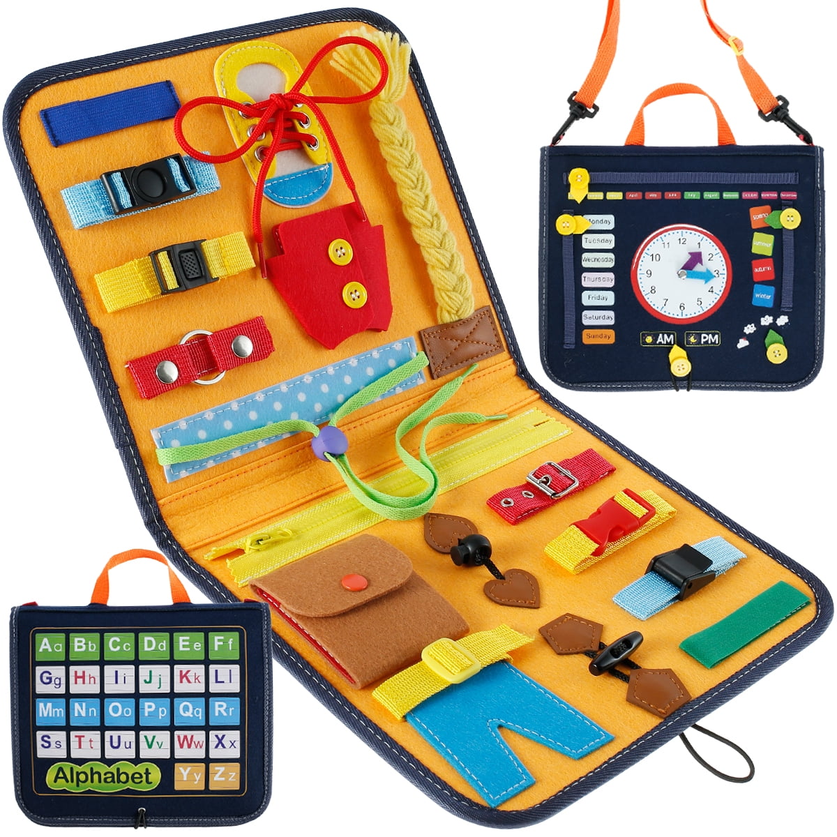 Busy Board for Toddlers 2-4,Sensory Toys Montessori Busy Book for Toddlers  1-3, Airplane Travel Essentials Kids,Autism Educational Travel