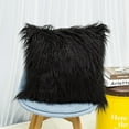 thumbnail image 1 of Fysho 17.71" x 17.71" Modern Black Fluffy Plush, Suede Decorative Pillow Case, 1 of 3