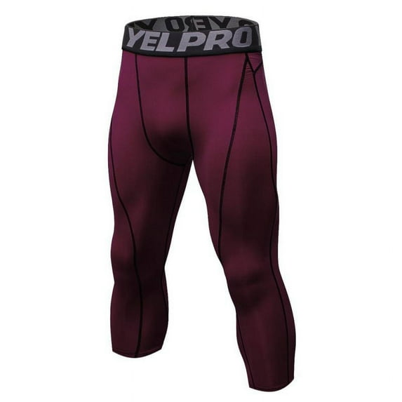 Fysho Men Compression 3/11 Leggings Fitness Base Layer Quick Dry Sports Tights Pants Jogging Running Sportswear Activewear