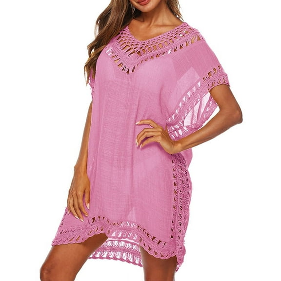 Fysho Women Summer Swimsuit Beach Bikini Cover Up Loose Plus size Crochet Cover ups