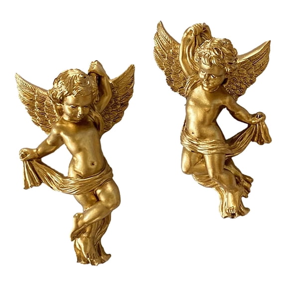 FytStycale 1 Pair Cherub Angel Statue Wall Hanging Angelic Figure 5.7inch Tall Lovely Angel