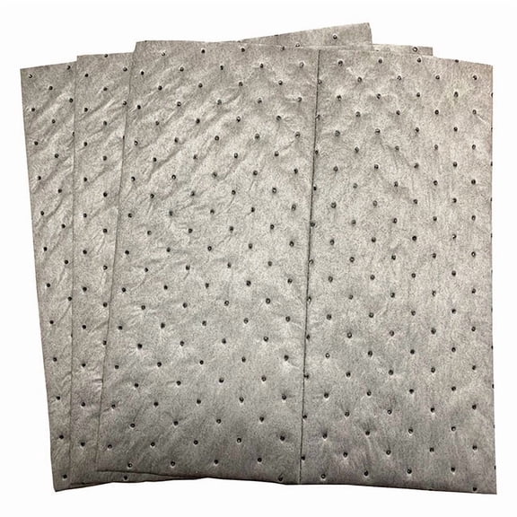 FyterTech Spilfyter 3-Ply Sorbent Pads, Medium Weight, 16" x 18", Gray, 100/Pkg