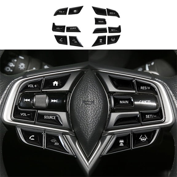Fyuu Glossy Black Steering Wheel Button Frame Trim Covers For Honda Accord 2018-2021