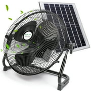 Fyydes 16 Inch Quiet 3 Speed Table Fan with 10000mah Solar Panel Powered and AC Charger Dual Input, Floor Fan High Velocity for In/Outdoor