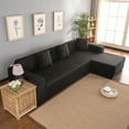 thumbnail image 1 of Fyydes 3+2 Seat Corner Sofa Cover L Shape Slipcover Protector for Living Room (Black), 1 of 8