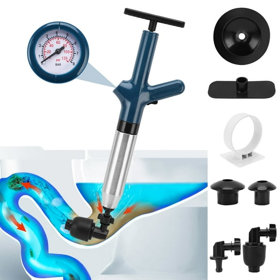 Toilet Plunge Blaster, High-Pressure Air Drain Blaster Plunge Blaster Multi-drain Unclogger For Toilets, Bathroom Floor, Drain Sinks And Plumbing Clogs,Blue