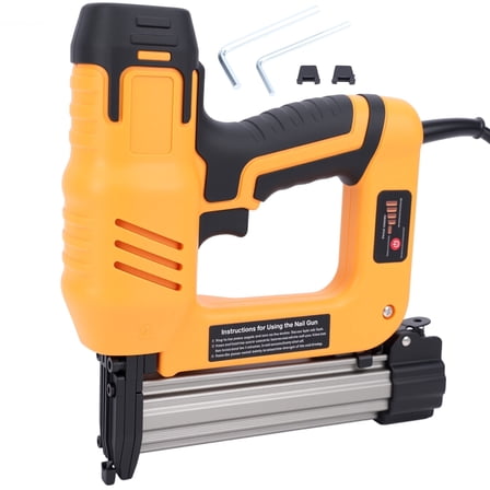 18GA 2-in-1 Electric Brad Nailer/Stapler,4 Level Adjustable Electric Nail Gun Gun for Upholstery, Carpentry and Woodworking Projects