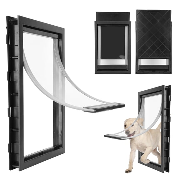 Pet Door Extra Large (Outer Size 15"x19.7") 2 Way Door Sturdy Panel for Pet Up to 100lb (Black)